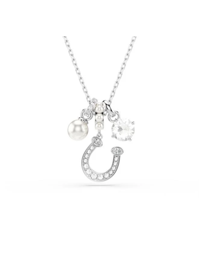 سواروفسكي قلادة بدلاية كريستال أبيض مطلية بالروديوم من سيمبوليكا